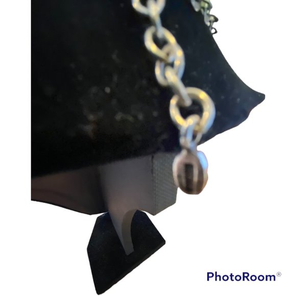 BARSE 925 Hammered Sterling Silver Black Volcanic Rock and Beads Necklace - Picture 3 of 4